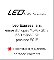 Leo Express, a. s., emise dluhopisů 7,5%/2017, 550 miliónů Kč, prosinec 2012 (poradce emitenta)