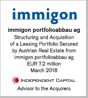 immigon portfolioabbau ag, Structuring and Acquisition of Leasing Portfolio Secured by Austrian Real Estate, EUR 7.2 million, March 2018 (Advisor to the Acquirers)