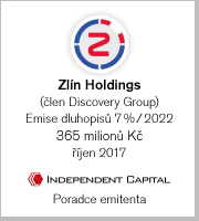 Zlín Holdings (člen Discovery Group), emise dluhopisů 7 %/2022, 365 miliónů Kč, říjen 2017 (poradce emitenta)